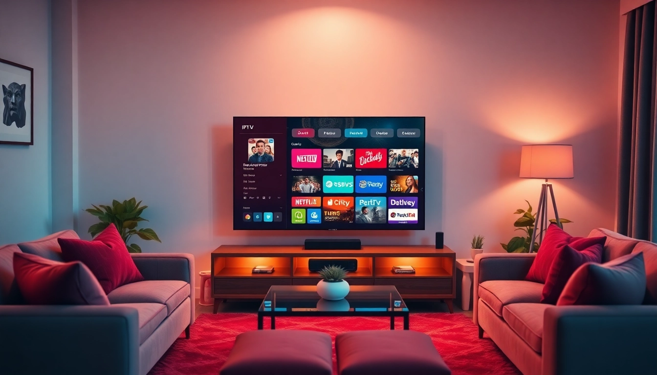 Experience seamless streaming with abonnement iptv showcased on a sleek smart TV in a modern living room setting.