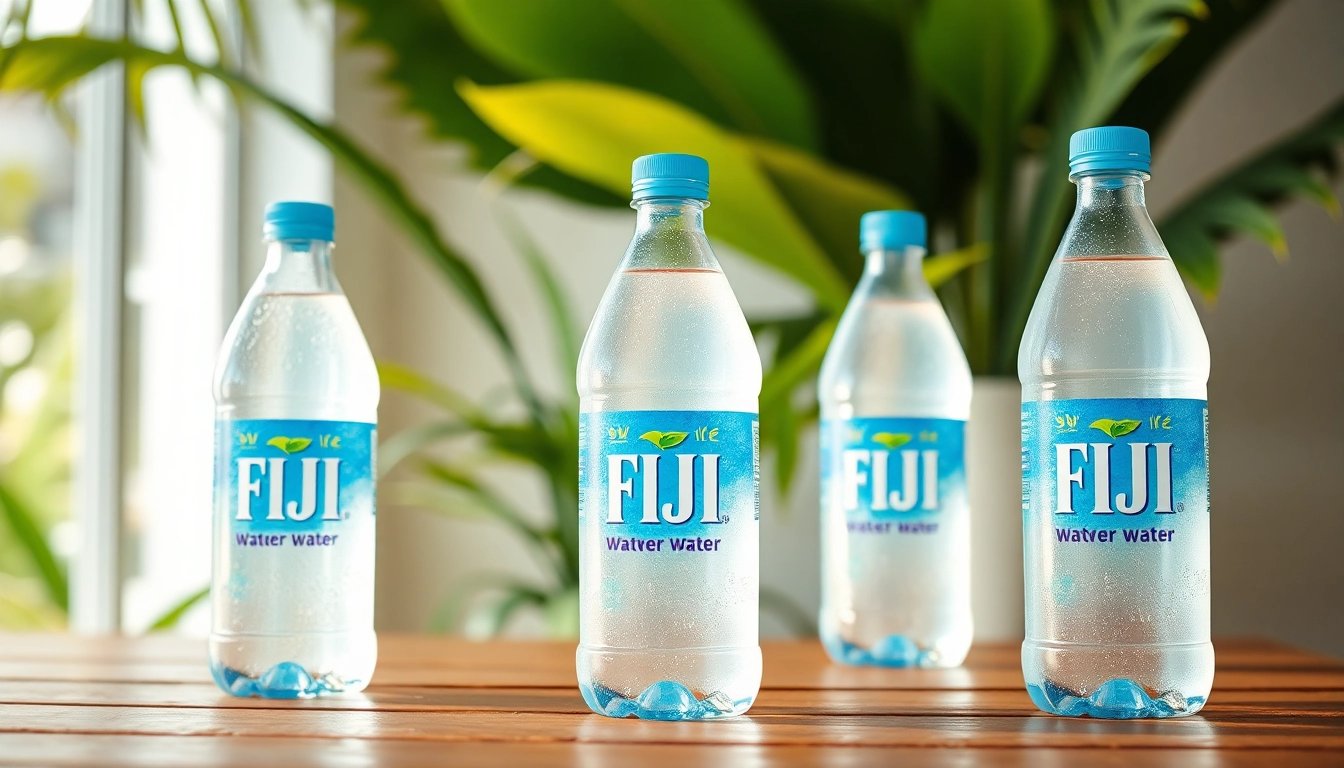 Fiji water bottles recalled due to contamination with manganese featured on a wooden table.