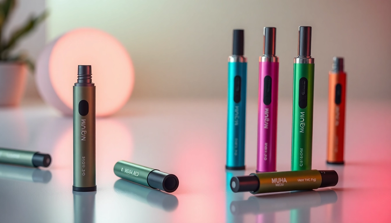 Promote Muha Meds 2g THC vape pens, highlighting their sleek design and vibrant colors for a modern vaping experience.