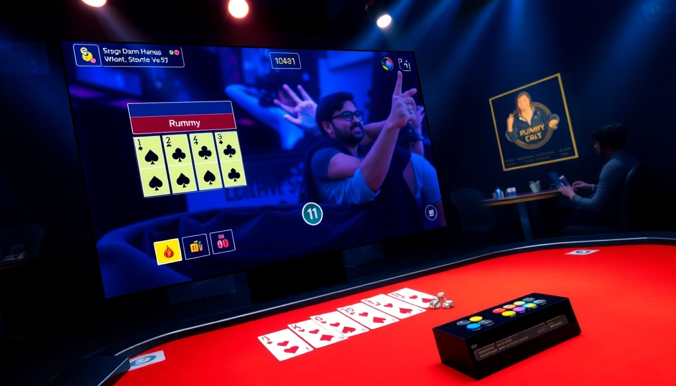 Experience rummy wealth with vibrant game cards and players at an interactive virtual table.